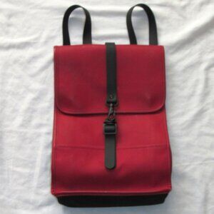 Rains Red Backpack Rucksack Waterproof Designed in Denmark Travel Vacation